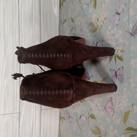 rag & bone Chocolate Brown Suede Platform 5" Heel Lace Up Booties Size 38 US 8 - Picture 5 of 11